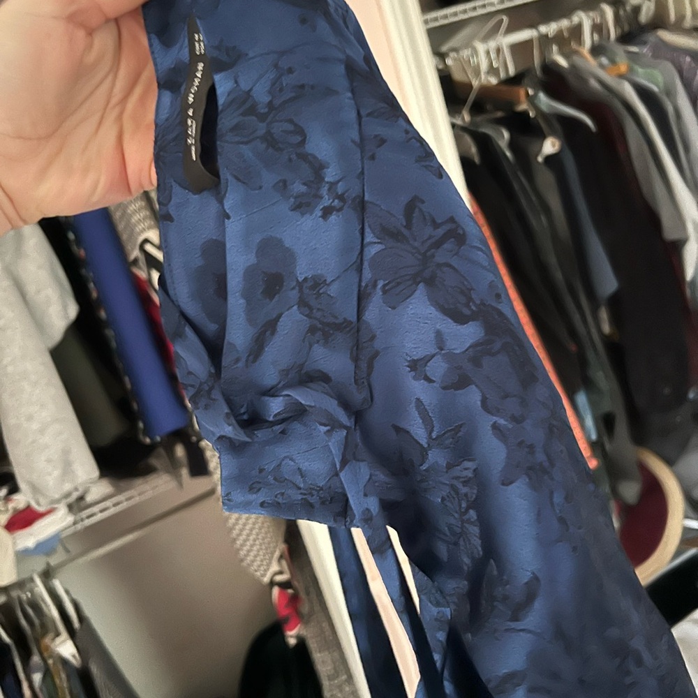 ZARA M Jacquard Wide Leg Trouser Pants